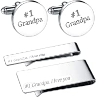 BodyJ4You - Juego de 4 gemelos para corbata- clip de dinero- camisa- día del padre- amor- mejor papá- caja de regalo